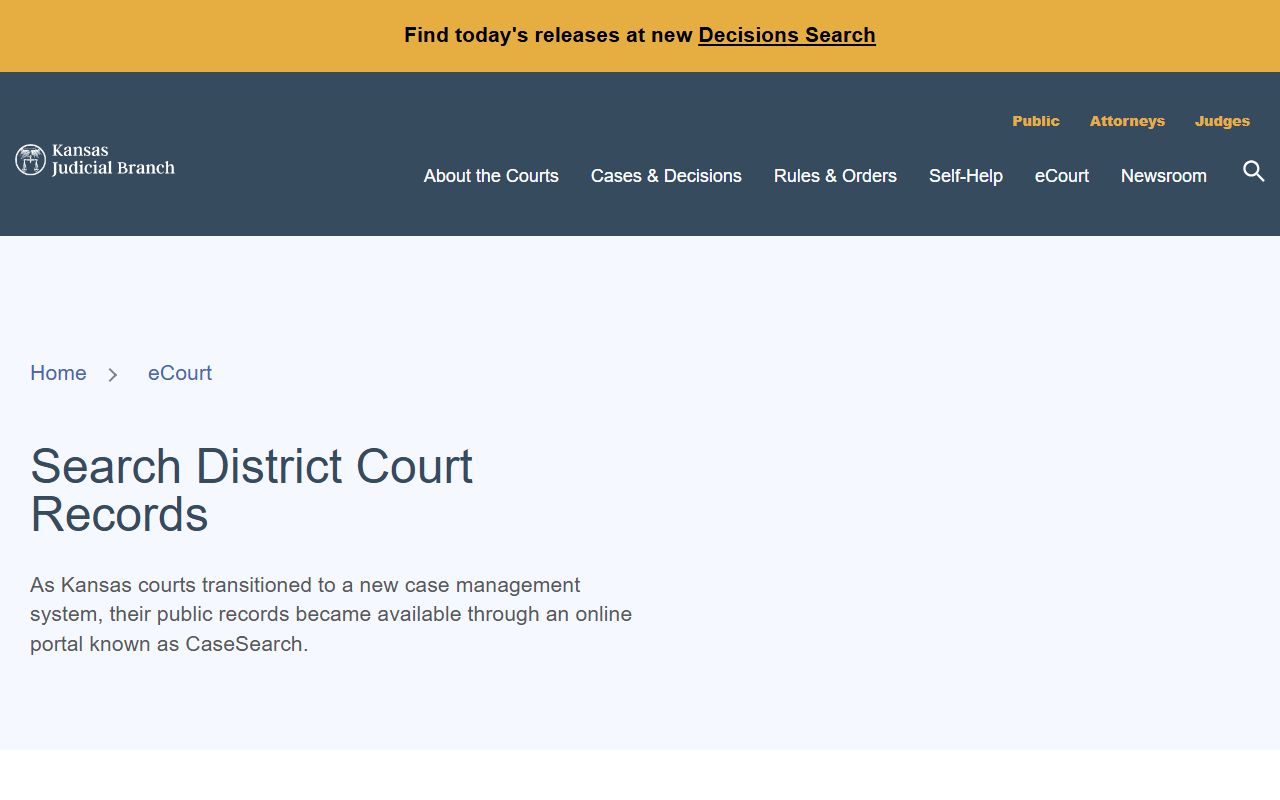 Labette County court records Kansas district court records access page
