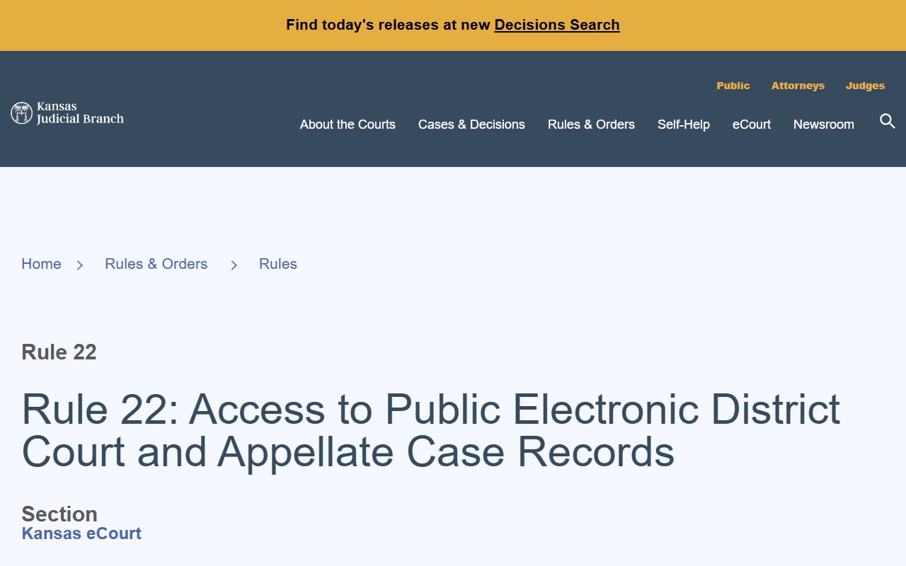 Labette County court records access rule through Kansas courts