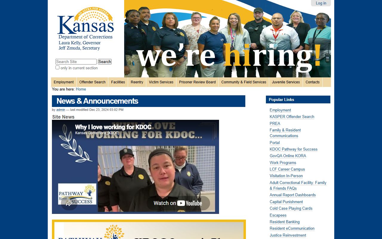 Labette County criminal court records Kansas Department of Corrections source