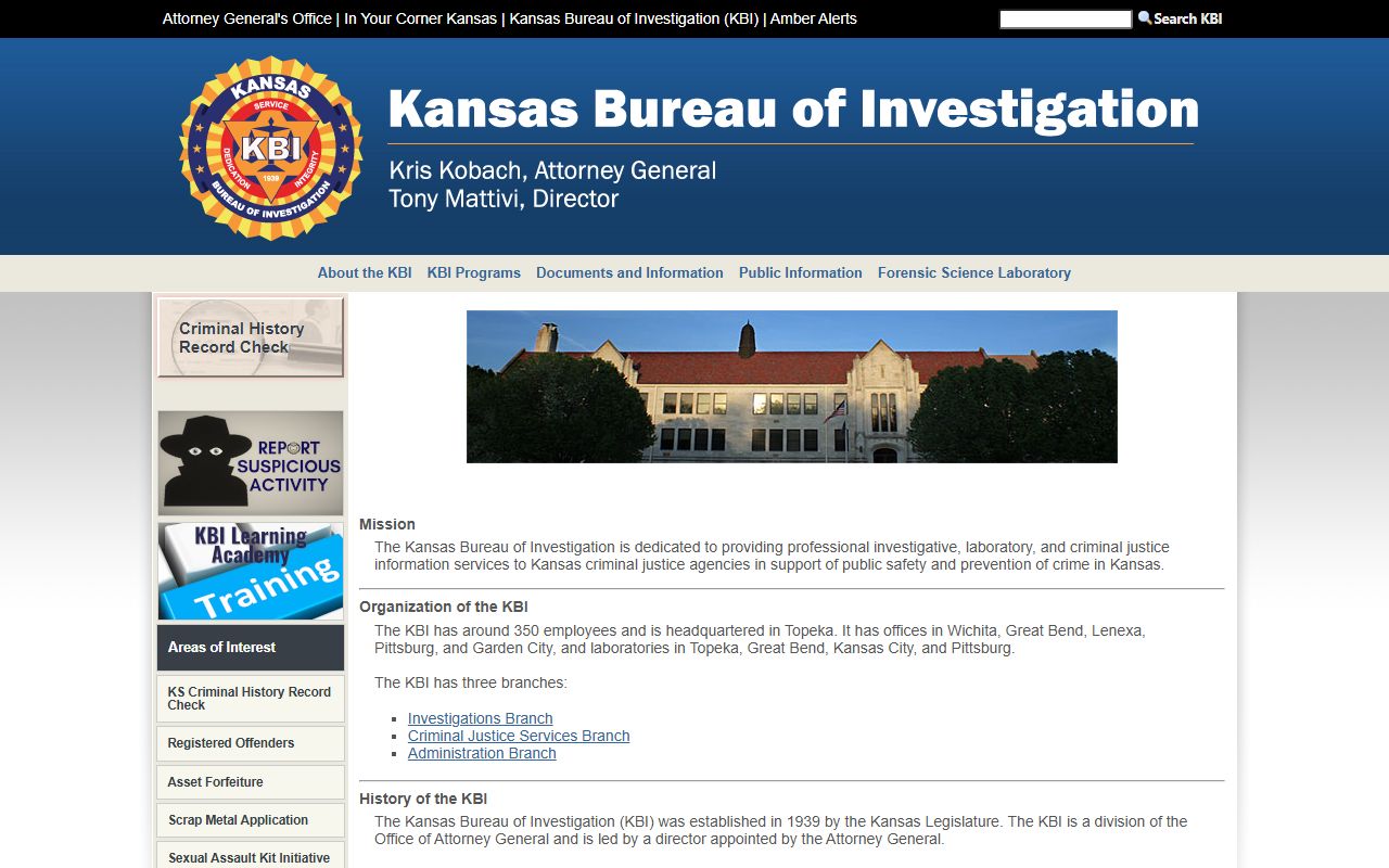 Labette County criminal court records Kansas Bureau of Investigation source