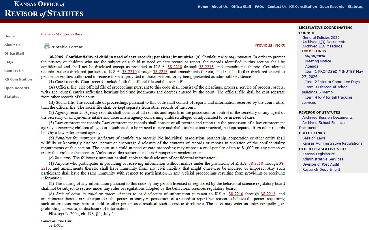 Labette County probate records and Kansas confidentiality statute