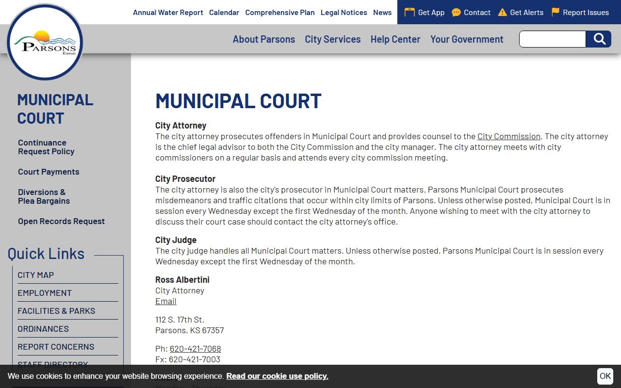 Labette County traffic court records through Parsons Municipal Court