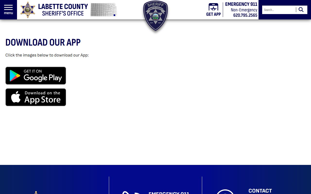Labette County warrant search sheriff app download page